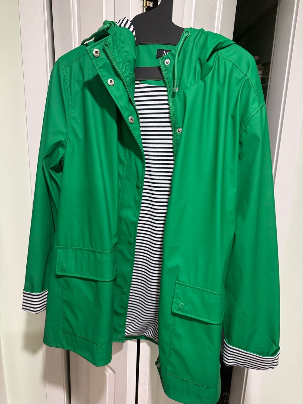 Green Utility Rain Jacket with Hood